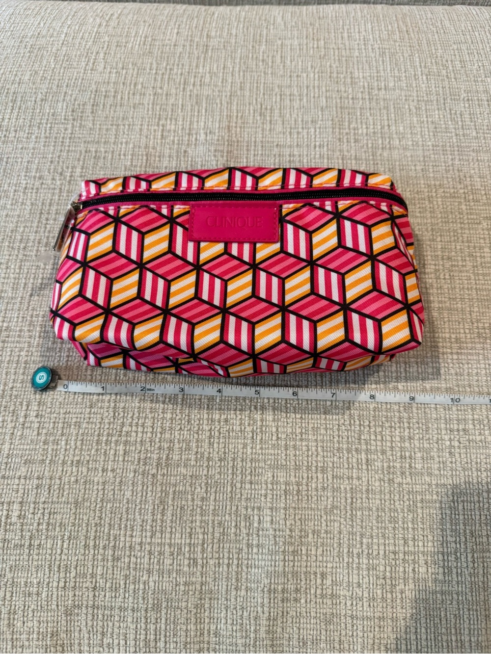Clinique Pink and Yellow Geometric Cosmetic Pouch